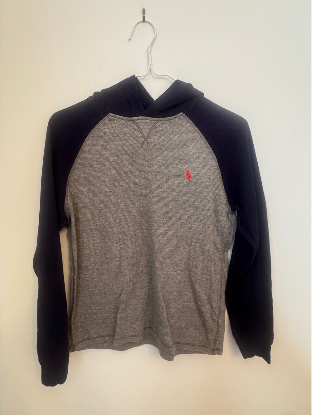 Polo Ralph Lauren gray and navy raglan hoodie
